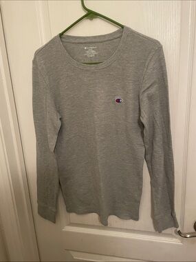 Champion Light Gray Ribbed Thermal Crewneck Sweater